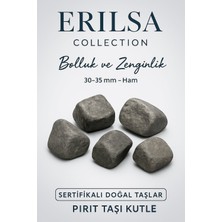 Tesbih Atölyesi Sertifikalı Ham İşlenmemiş Gerçek Pirit Taşı Kütle 30-35 mm – Zenginlik ve Güç Taşı