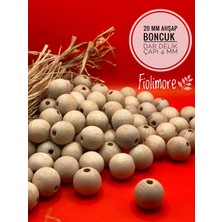 FioliMore 20 mm Ahşap Boncuk (50 Gram 21 Adet) Dar Delik Çapı 4 mm Makrome Çanta Bileklik Takı