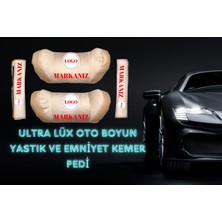 Bej Boyun Yastığı ve Emniyet Kemer Ped Seti, Konfor ve Güvenlik Için Tasarlandı