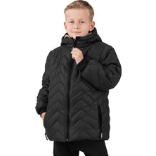 Erkek Çocuk Su ve Rüzgar Geçirmez Içi Kürklü Kapüşonlu Mont Zigzag Desenli