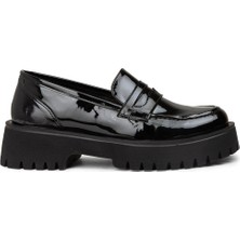 Deery Kadın Siyah Rugan Loafer Ayakkabı - KP004ZSYHE03