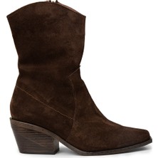 Deery Kadın Hakiki Süet Kahverengi Western Bot - Z1564ZKHVC01