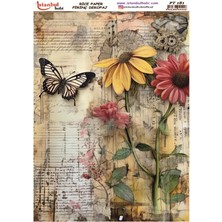 Pirinç Dekopaj Kağıdı 30X42CM PT-181 Çiçek Kelebek