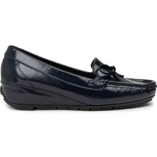 Deery Kadın Hakiki Rugan Lacivert Dolgu Topuk Ayakkabı - DL201ZLCVC01