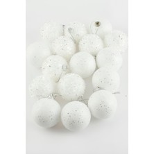 16 Adet Lüks Beyaz Renkli Cici Top Yılbaşı Ağaç Süsü