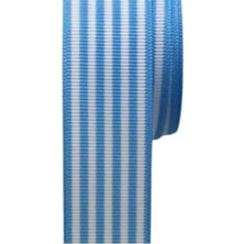 Fırsatkolik Tafta Çizgi Desen Kurdele 25 mm Mavi 2 Metre