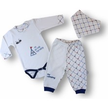 Diji Baby 3-6 6-9 9-12 Ay My Camping Nakışlı Bandajlı Uzun Kollu Zıbınlı 3lü Erkek Bebek Takımı