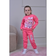 Pjk3i Baby Desenli 3 Ip Şardonlu %100 Pamuk Kız Çocuk Eşofman Takımı 3-10 Yaş 8247