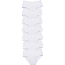 7 Adet Tutku Kadın Yüksek Bel Bato Kalın Lastik Külot Beyaz