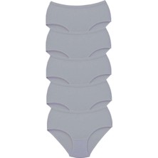 5 Adet Tutku Kadın Yüksek Bel Bato Kalın Lastik Külot Gri