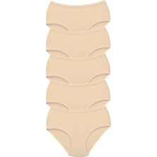 5 Adet Tutku Kadın Yüksek Bel Bato Kalın Lastik Külot Ten