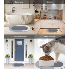 2 Adet Oval Sihirli Su Emici Banyo Paspası Kaymaz Tabanlı Abdest Paspası 38X58 cm M-60