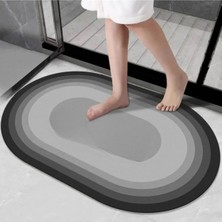 2 Adet Su Emici Paspas Şık Tasarım Abdest Paspası Kaymaz Taban 38*58 cm Oval Paspas M-60