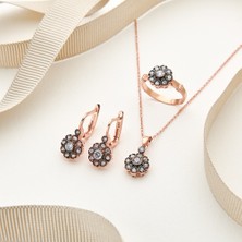 925  Ayar  Rose  Kaplama  Elmas Montür  Gümüş Set