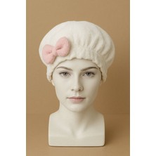 Saç Kurulama Banyo Duş Bonesi Fiyonklu Beyaz  Pamuk Tek Kullanımlık Antibakteriyel