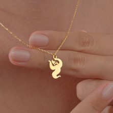 14 Ayar Altın Kaplama Kıvrımlı Hayalet Kolye  Gümüş Kolye - CN00472