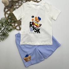 Diji Baby 1-2-3 Yaş Kaykaycı Ayı Baskılı Şortlu Kısa Kollu Tişört 2li Erkek Bebek Takımı