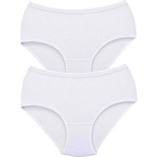 2 Adet Tutku Kadın Yüksek Bel Bato Kalın Lastik Külot Beyaz