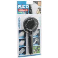 5 Mod Yuvarlak=8.7cm Duş Başlık Kademeli Vakumlu Siyah Gövde - Siyah Zemin - Beyaz-Syh Iğne SAP:14CM (5224)