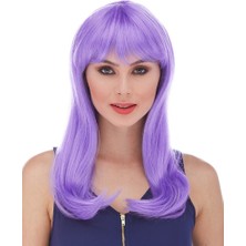 Mor Renk Uzun Düz Parti Peruğu (5224)