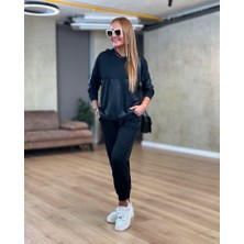 Aisha Elbise Kadın Uzun Kollu Kapşonlu Viskon Iki Iplik Bluz ve Pantolon Ikili Takım
