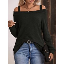 Nidam Butik Kadın Askılı Iki Omuzu Açık Salaş Yün Viskon Bluz