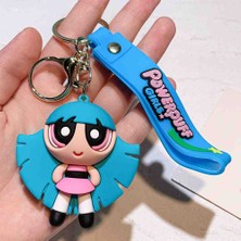 Powerpuff Girls Kızları Silikon Anahtarlık Mega Boy Çizgi Film Kahramanları Tatlı Oyuncak Şirin Aksesuar Araba Çanta Süsü Biblo Dekoratif Hediyelik Eşya