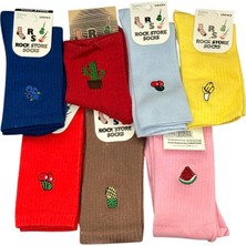 Yedi Çift Meyve Emojili Renkli Soket Çorap