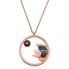 925 Ayar Gümüş Nazarlı El ve Ayak Izi Kadın Gümüş Kolye PT26109159