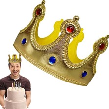 Kral Tacı Altın Renk Kumaş Malzeme Yetişkin Boy 57 cm