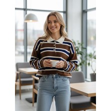 Polo Yaka Çizgili Kazak