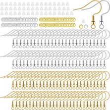 Küpe Kancası 500 Parça Takı Seti 2 Renk Küpe Kancası, Metal Halka, Küpe Pistonuhalka Küpe Yapım Seti