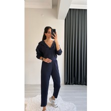 Jasper Oys Modal Kumaş Kapşonlu Takım Lacivert