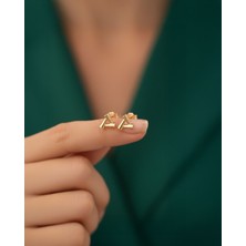İndigo Takı Minimalist Sade Üçgen 14 Ayar Altın Küpe