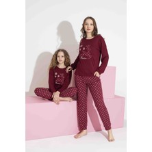 Tarık Kadın  Geyikli Desen Anne Kız Kombin Termal Kışlık Sıcak Tutan Yumuşak Pijama Takımı