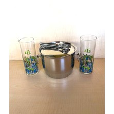 2 Adet Efe Özel Seri Rakı Bardağı 1 Adet Çelik Buz Kovası Çif Katmanlı Maşalı Kapaklı Kova