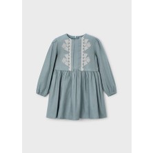 Mayoral 4-10 Yaş Kız Çocuk Yeşil Etnik Desenli Elbise | Pamuk Astarlı