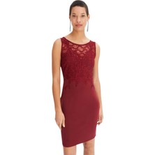 Kadın Dantel Bisiklet Yaka Askılı Şık Gece Abiye Mini Elbise