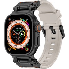 Apple Watch Ultra 49MM  KRD-101 Titanyum Metal Başlıklı Silikon Kordon