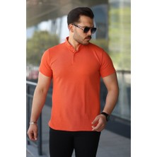 Erkek Hakim Yaka Dokuma Pamuklu Kumaş Kısa Kollu Tişört