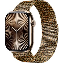 Apple Watch 44MM Lopard Krd-01 Leopar Desenli Metal Kordon
