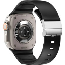 Apple Watch 7 45MM Lopard KRD-145 Metal Tokalı Silikon Kordon
