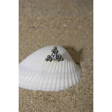 Piercing Cerrahi Çelik Piercing Zirkon Taşlı Kıkırdak Tragus Conch Helix Silver Renk Dokuz Top