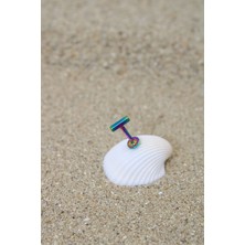 Piercing Cerrahi Çelik Piercing Kıkırdak Tragus Conch Helix Gökkuşağı Renk Dikdörtgen Labret