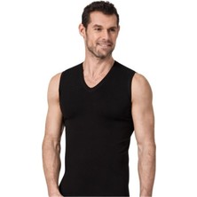 Namaldı Erkek 4'lü Siyah V Yaka Kolsuz Likralı Premier Atlet Fanila