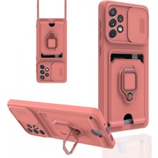 Samsung Galaxy A53 5g Kılıf Zuma Kartvizitli Yüzüklü Silikon - Pembe