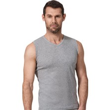 Namaldı Erkek 6'lı Gri Ribana V Yaka Kolsuz Penye Atlet