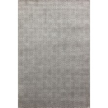 Hali.Net 80x150 cm Gri Labirent Modern Geometrik Halı | Salon Mutfak Halısı | Hav Vermez Leke Tutmaz | KLAS-7341