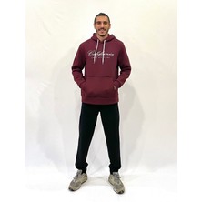 Erkek Kapşonlu Rahat Kalıp Içi Polarlı 3 Iplik El Yazılı Californıa Baskılı Swetashırt SPR24SW03