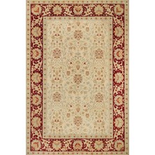 Bespoky 80x150 cm Krem Çiçekli Klasik Çiçek Yıkanabilir Halı | Yatak Odası Mutfak Halısı | Leke Tutmayan, Kaymaz | HKMDGT-099